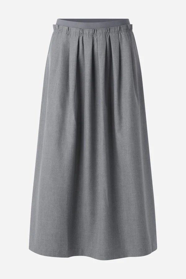 PLEATED MIDI FLANNEL SKIRT, GREY MELANGE