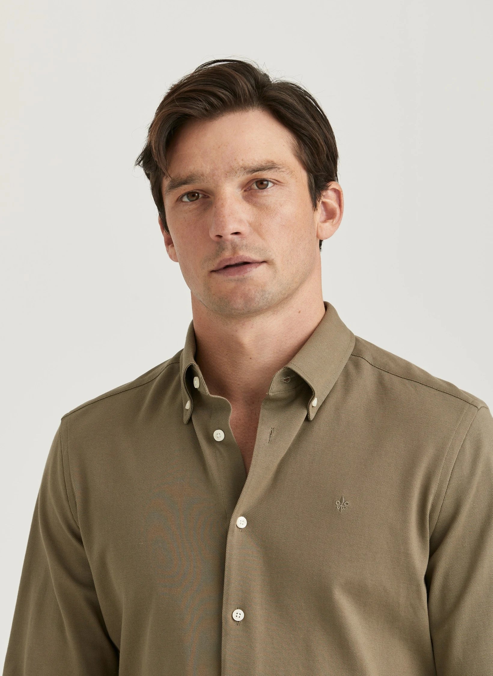 Eddie Pique Shirt, Slim fit, Olive