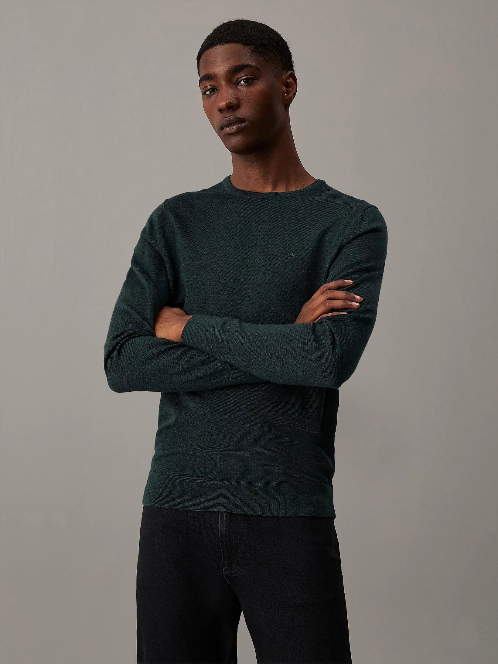 Merino RWS Crew Neck, Midnight Forest Heather