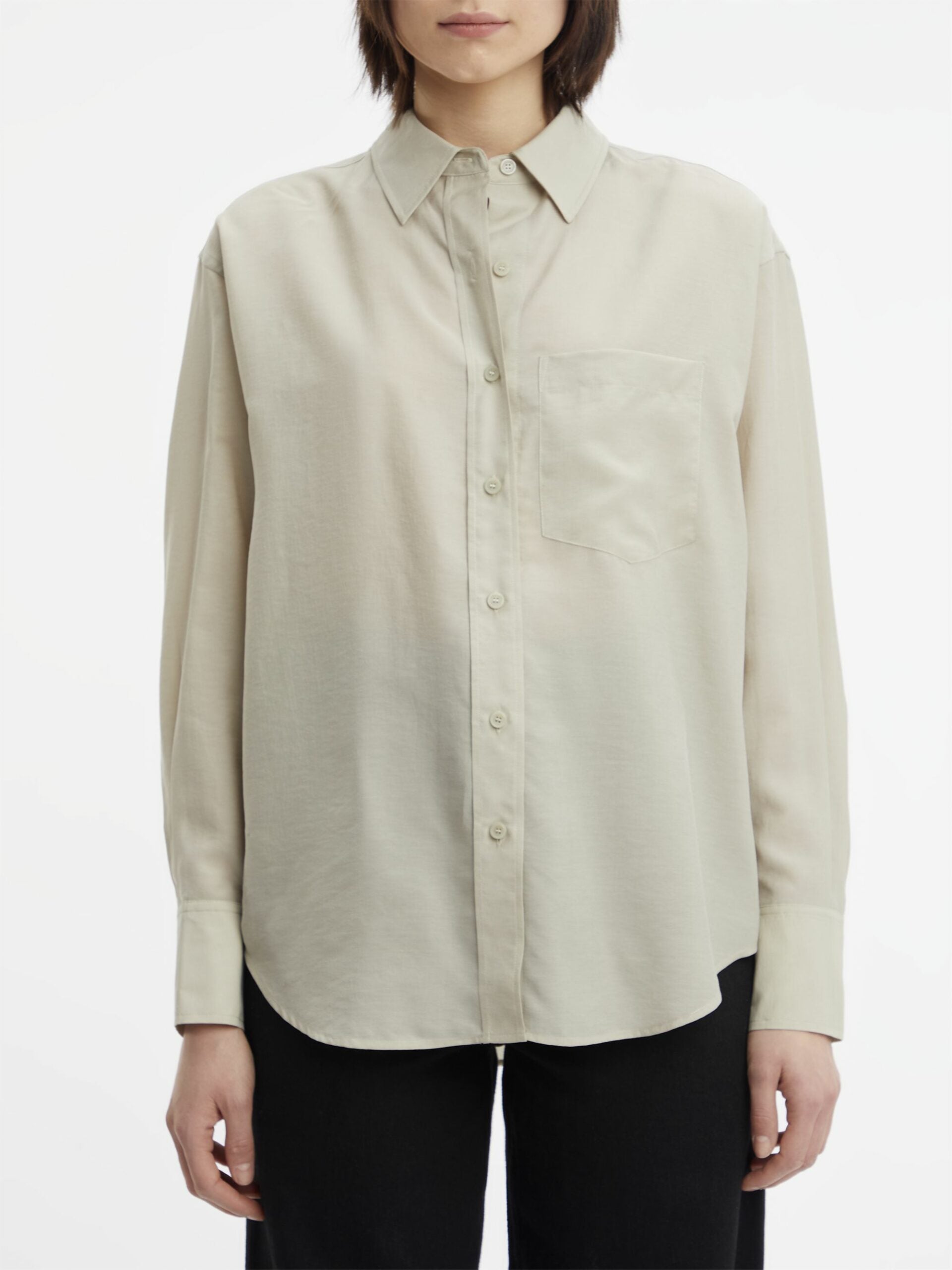 Relaxed sheer tencel shirt, moss grey