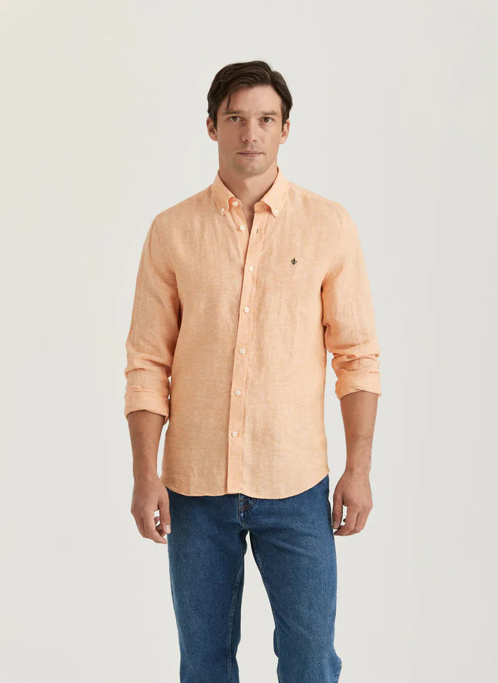 DOUGLAS LINEN SHIRT, CLASSIC, ORANGE