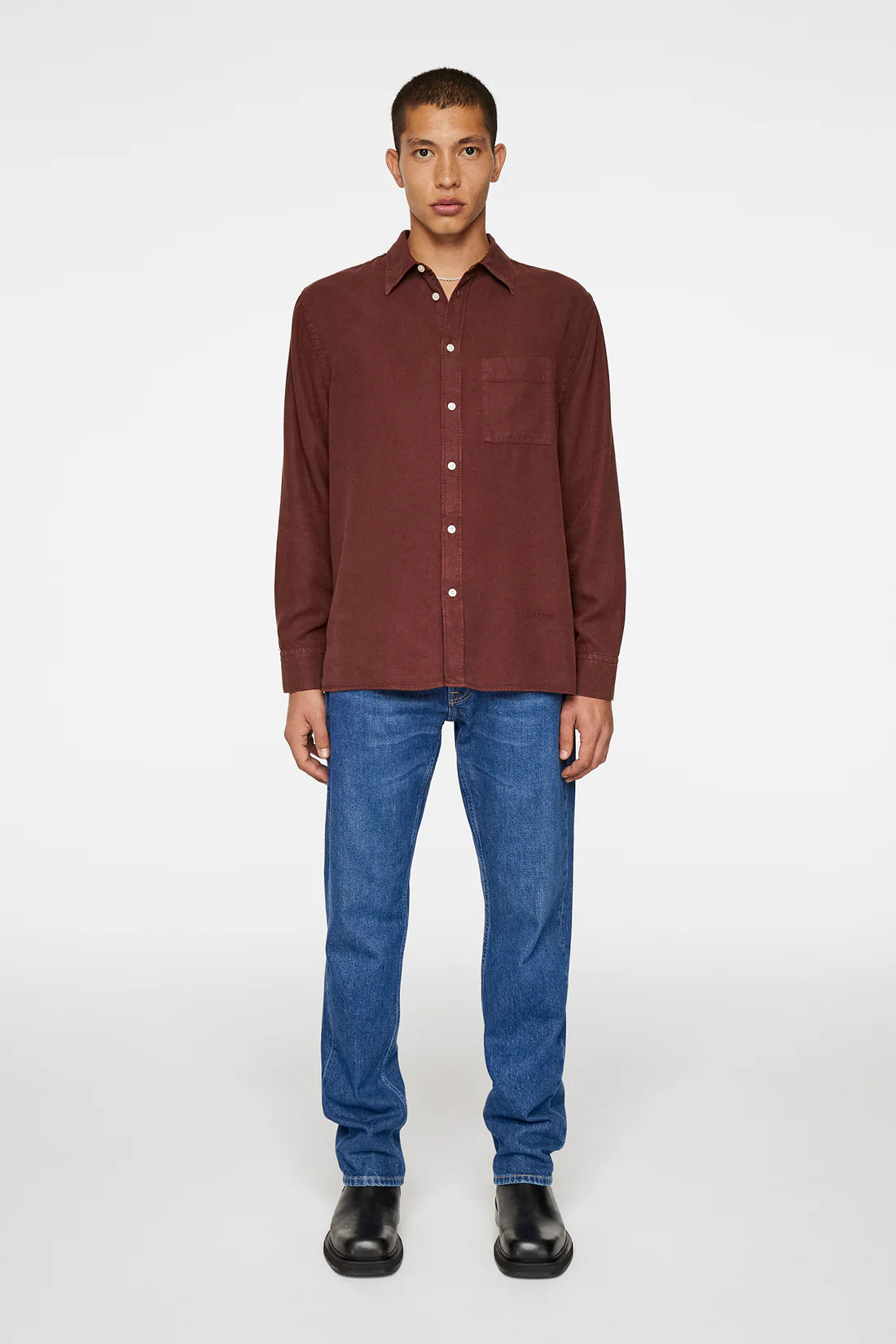 Reg Struct GMD Tencel Shirt, Bitter Chocolate