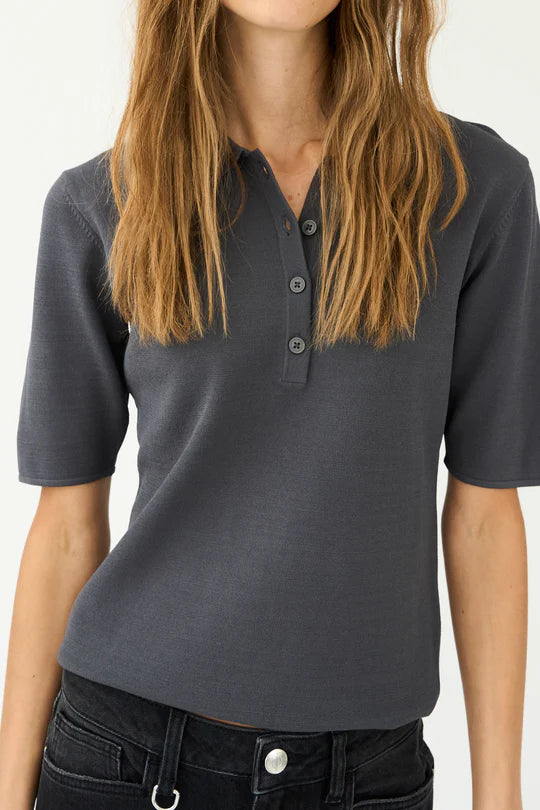 Vigga SS Polo Knit, Granite Grey