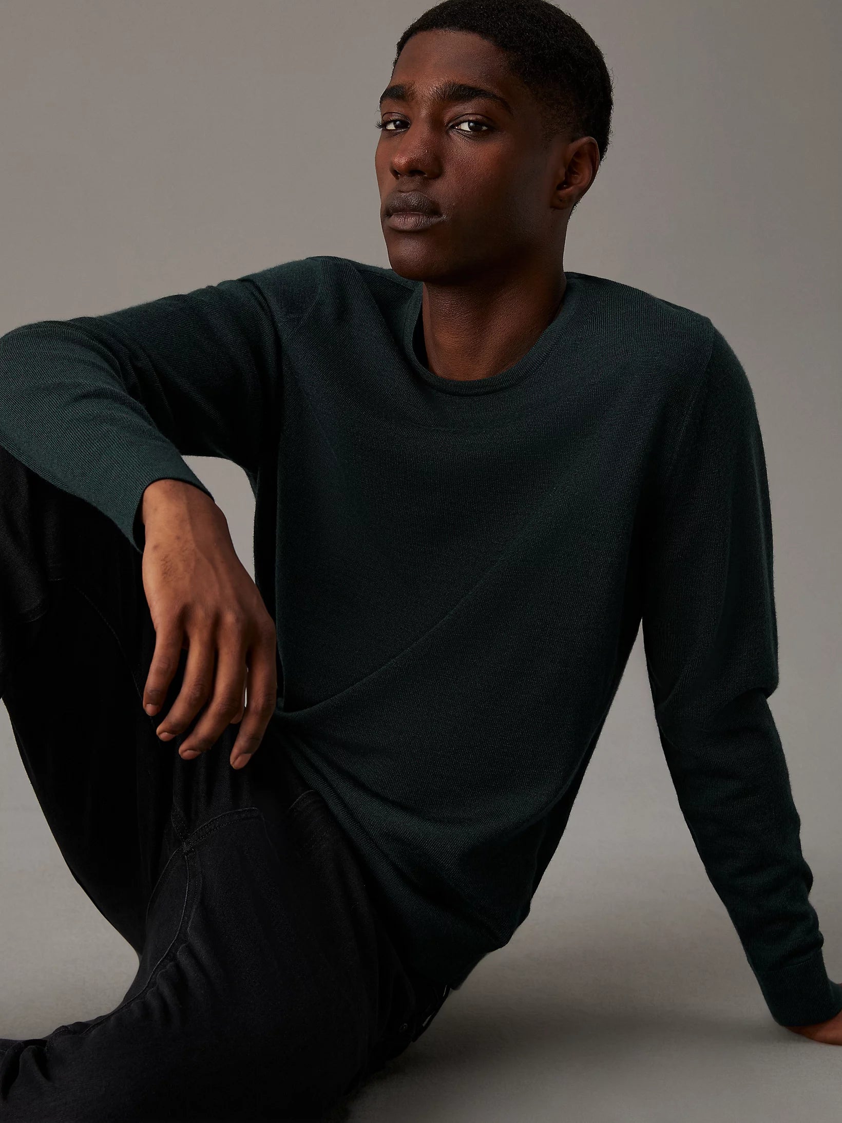 Merino RWS Crew Neck, Midnight Forest Heather