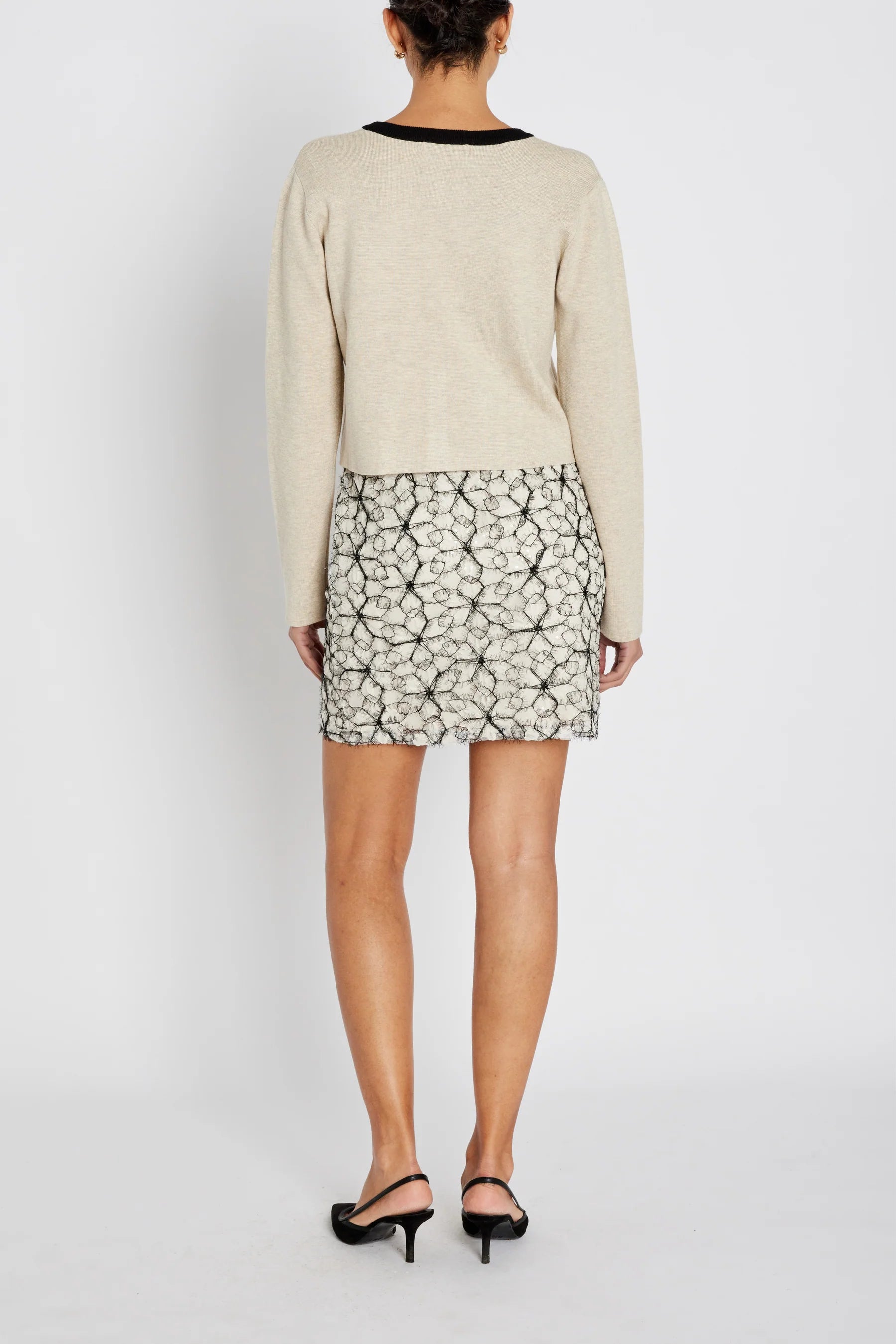 ANEMONE FREIAS KNIT CARDIGAN, SAND MELANGE