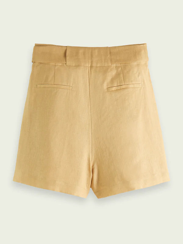 HIGH-RISE LINEN SHORTS, DESERT