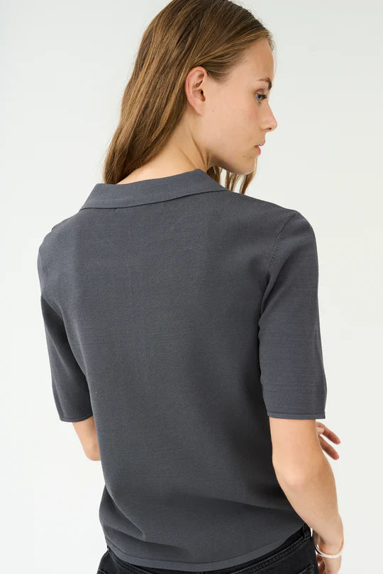 Vigga SS Polo Knit, Granite Grey