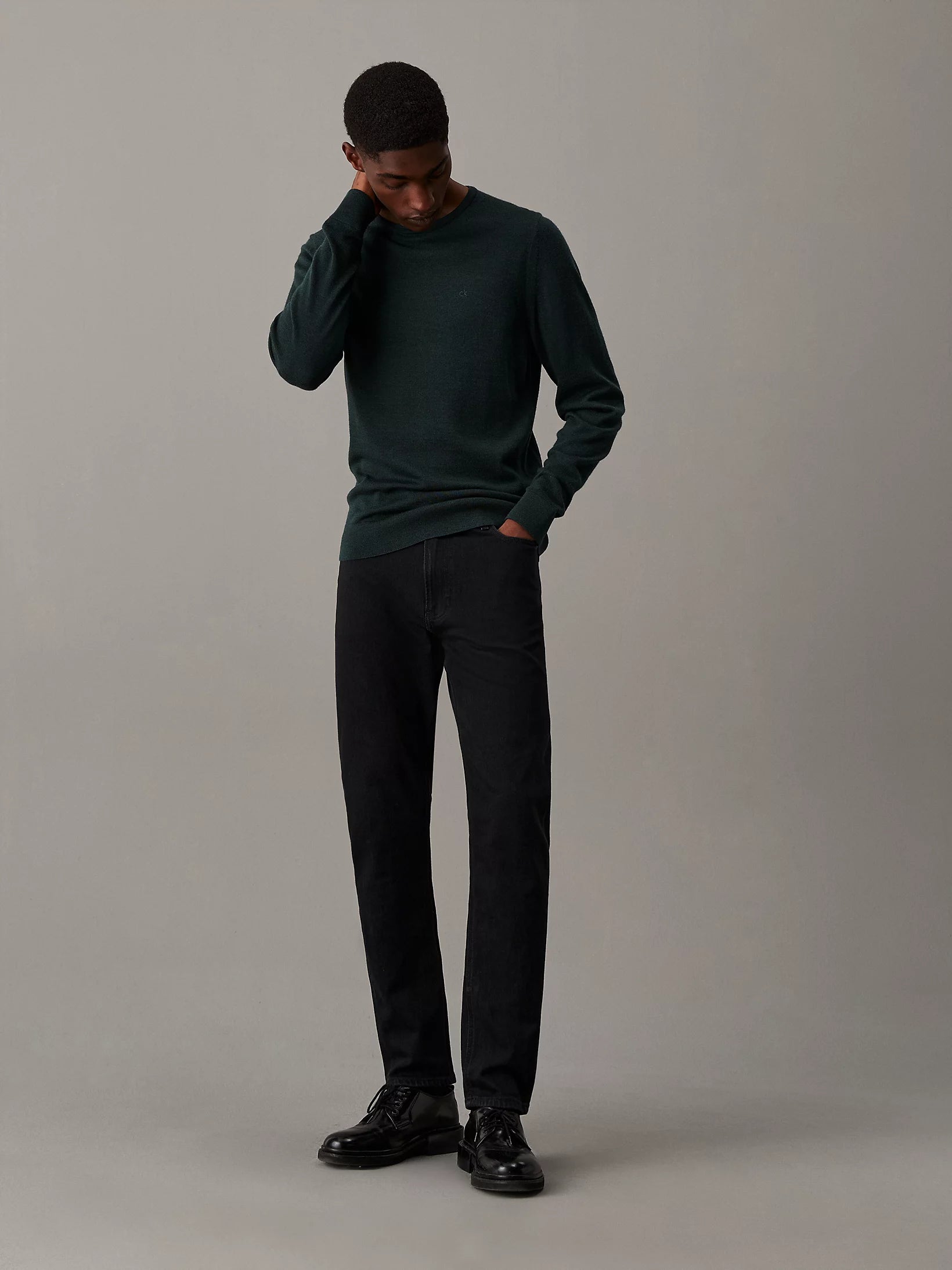 Merino RWS Crew Neck, Midnight Forest Heather