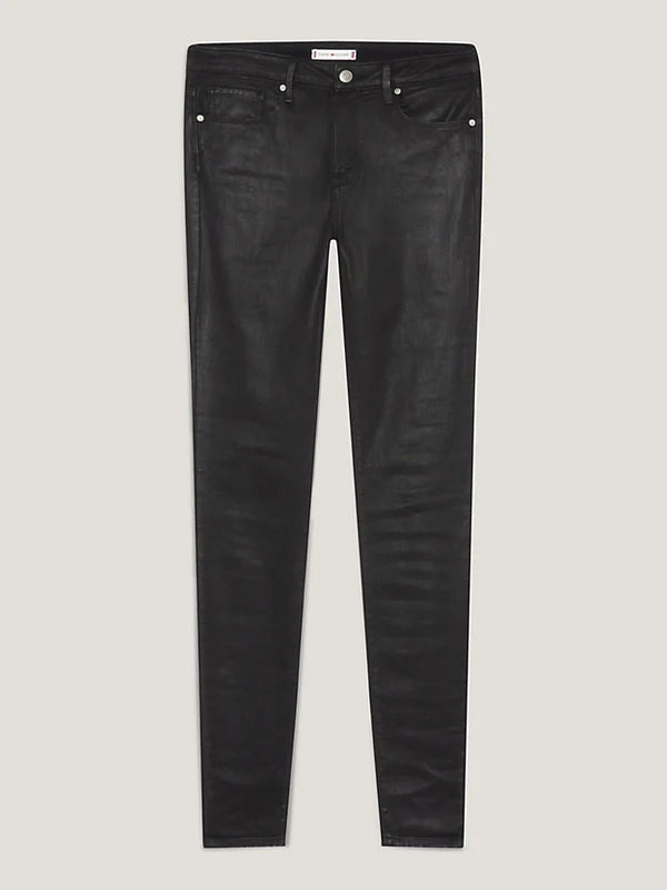 COMO MID RISE SKINNY BLACK COATED JEANS, BLACK
