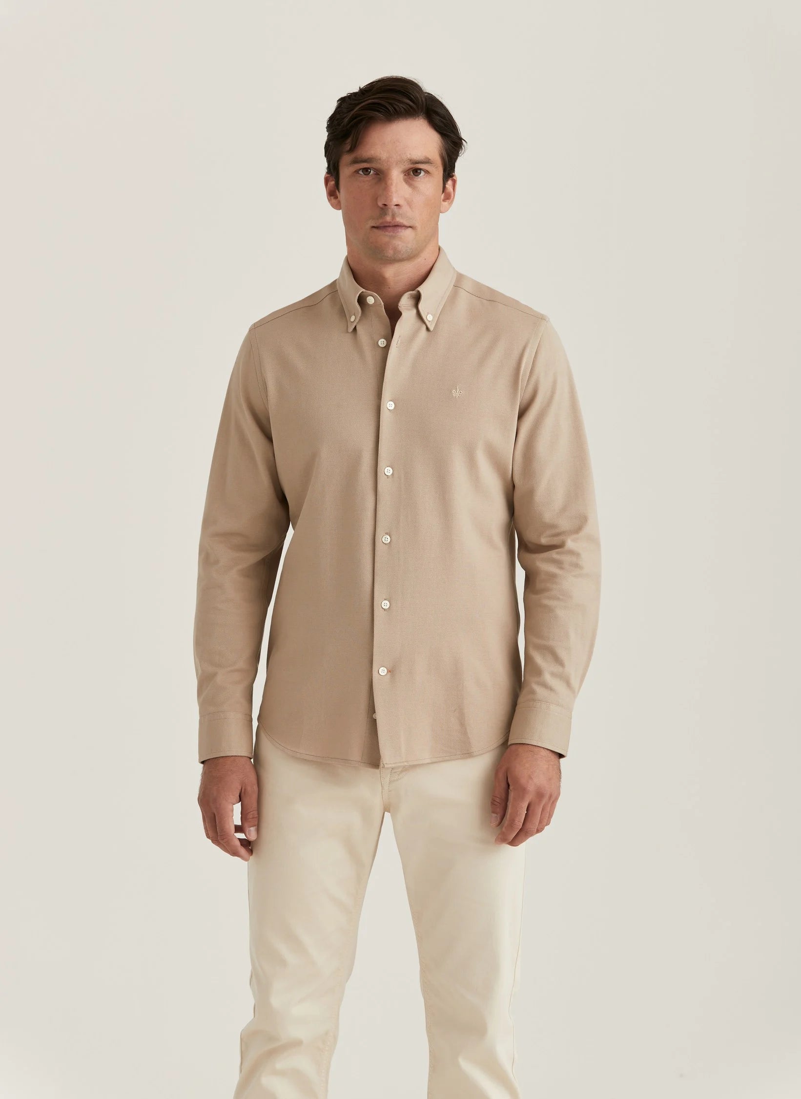 Eddie Pique Shirt, Slim fit, Khaki