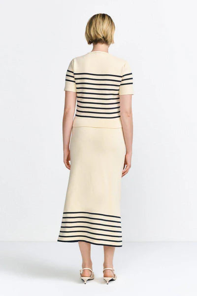 Striped Knit T-shirt, Pearl White