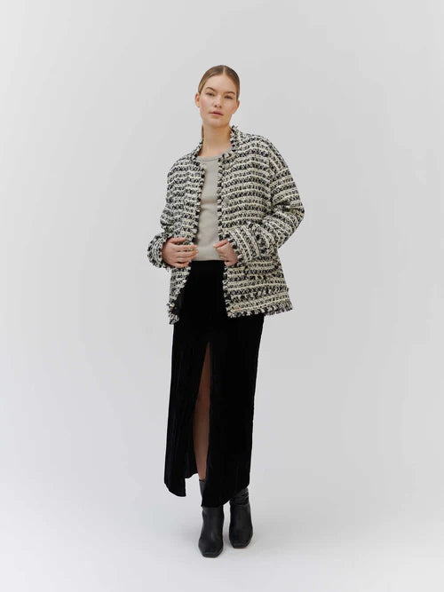 Bouclé Blazer, Ivory Boucle Check