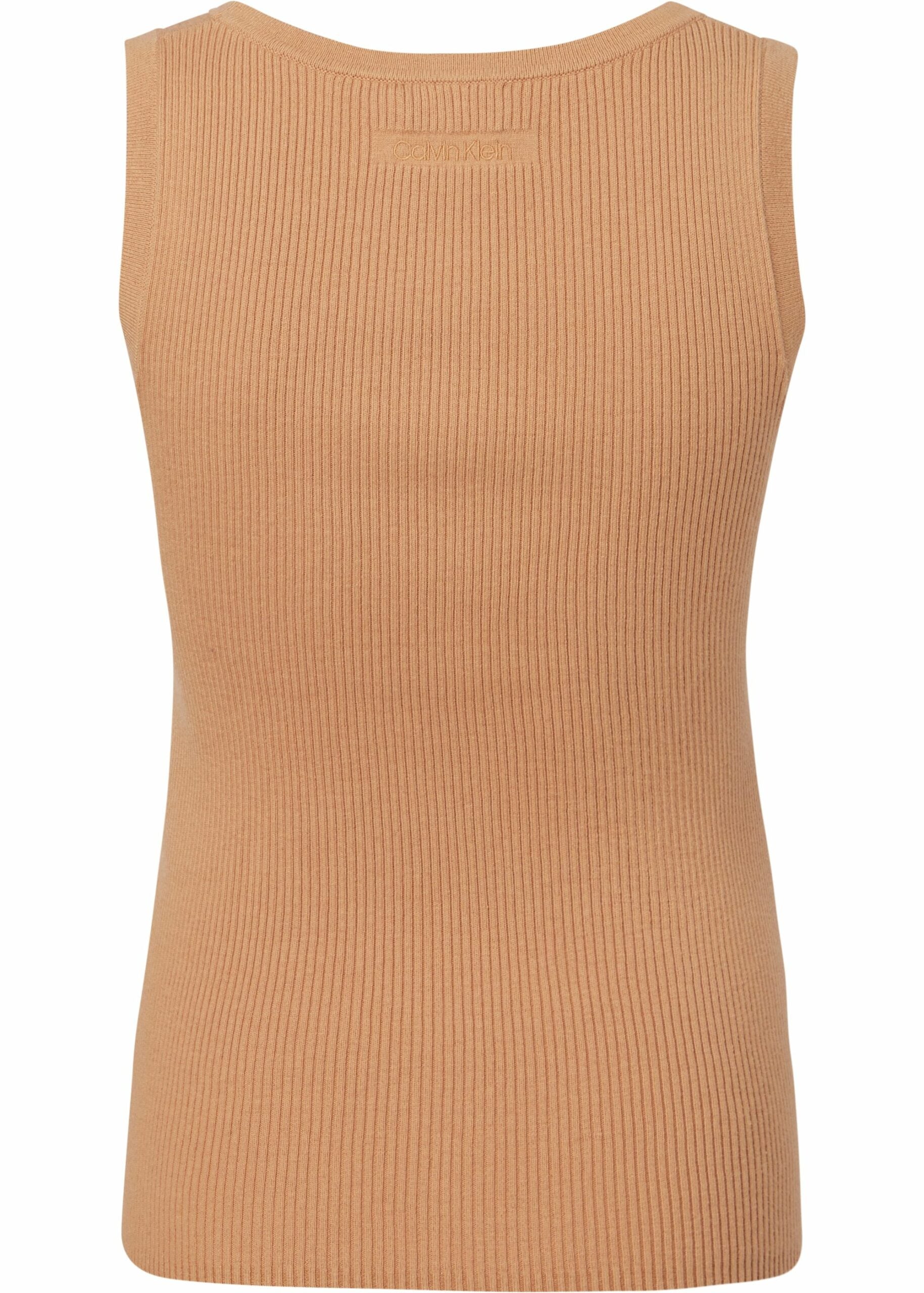 Rib square-neck tank, terracotta