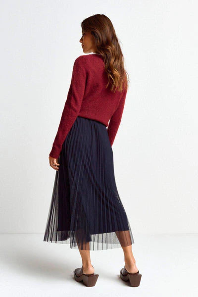Tulle Plissee Skirt, Midnight Blue