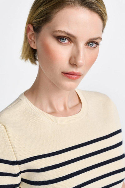 Striped Knit T-shirt, Pearl White