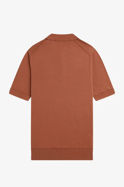 COTTON KNITTED POLO, CINNAMON