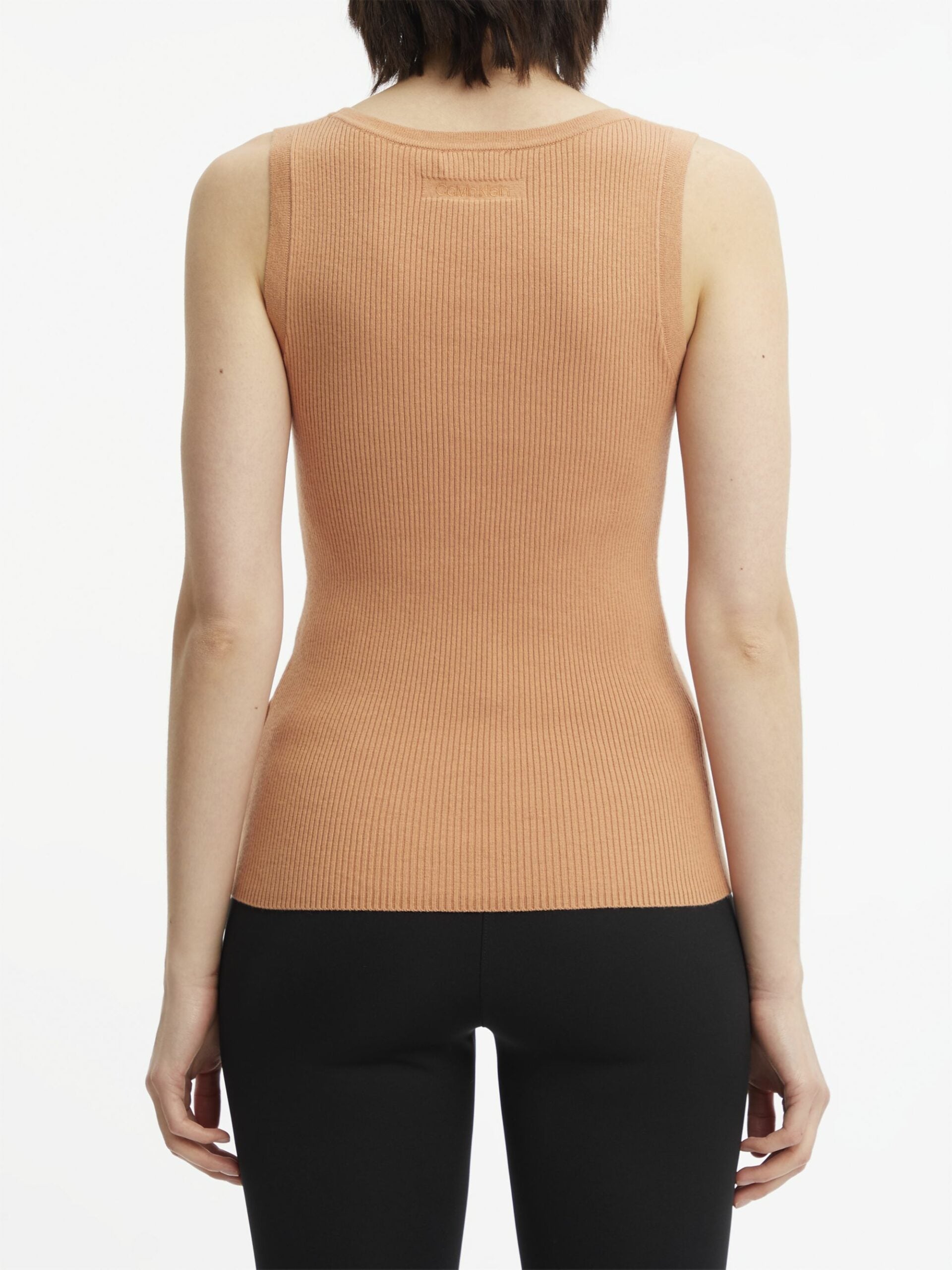 Rib square-neck tank, terracotta