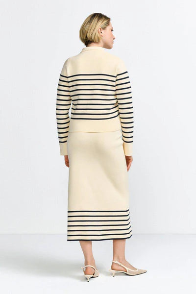 Striped Knit Jacket, Pearl White