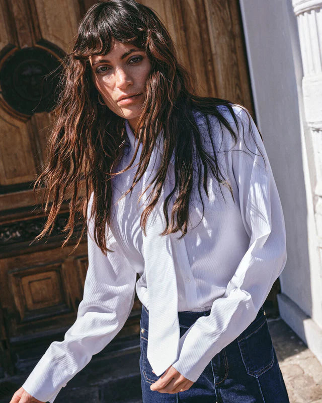 AYEN STRIPED SHIRT, WHITE