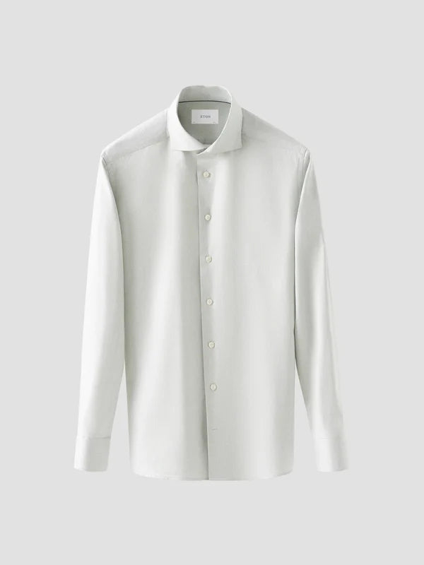 SEMI SOLID FINE TWILL SHIRT, CONTEMP, LIGHT GREEN MELANGE