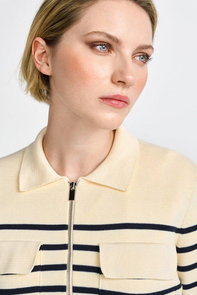 Striped Knit Jacket, Pearl White