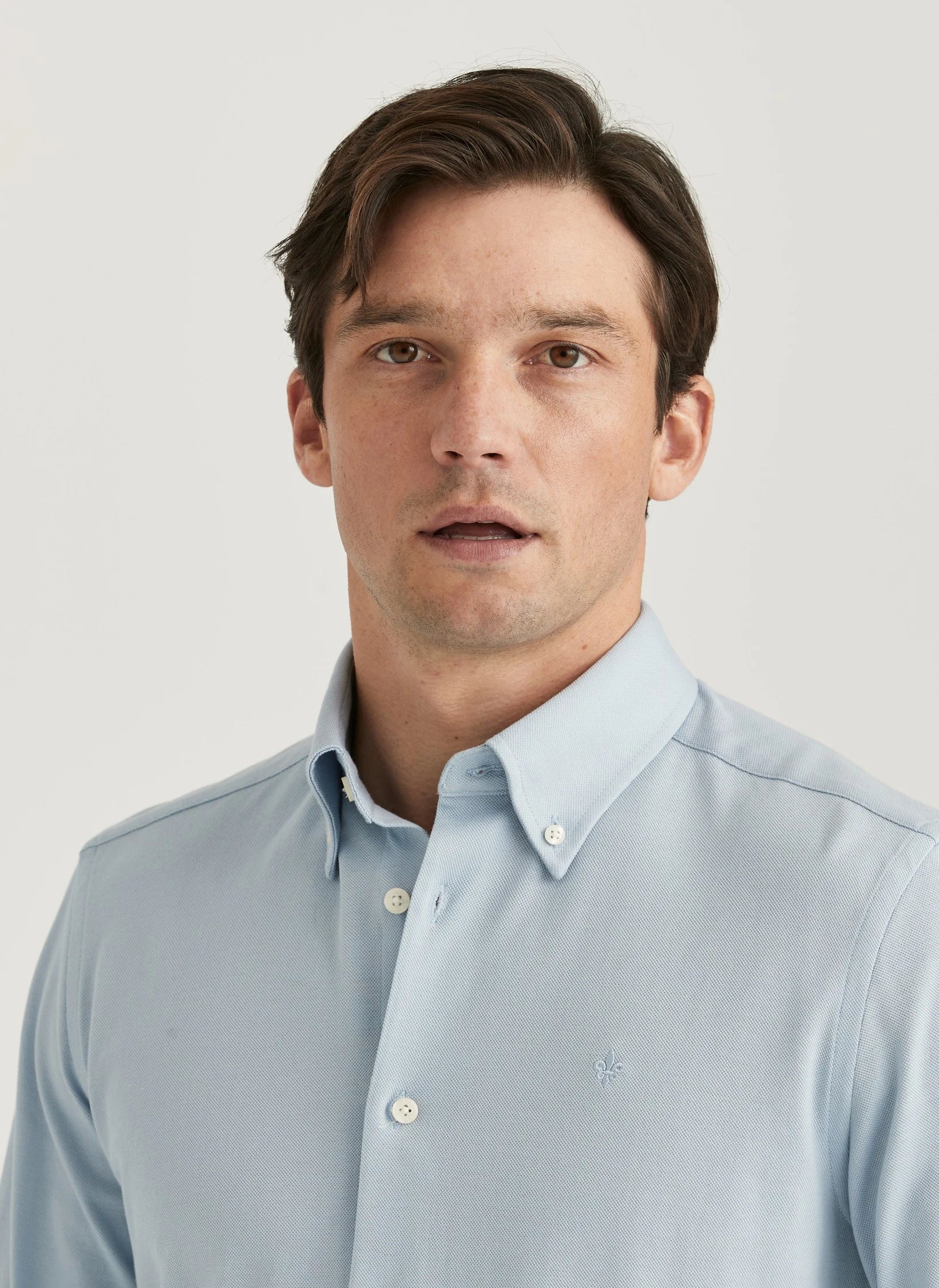 Eddie Pique Shirt, Slim fit, Light blue