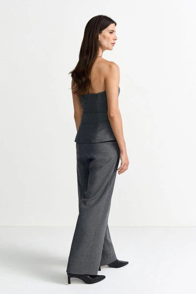 STRAPLESS FLANNEL TOP, GREY MELANGE