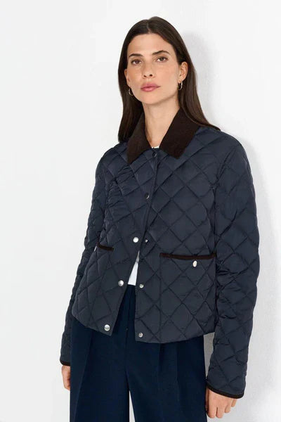 PADDED JACKET W/CORDUROY COLLAR, MIDNIGHT BLUE