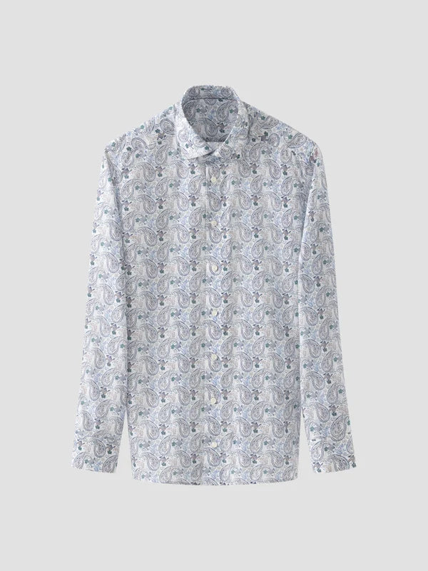 MOTIF SHIRT, CONTEMP, MID BLUE