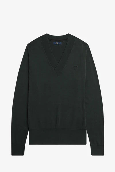 V-NECK JUMPER, NIGHT GREEN