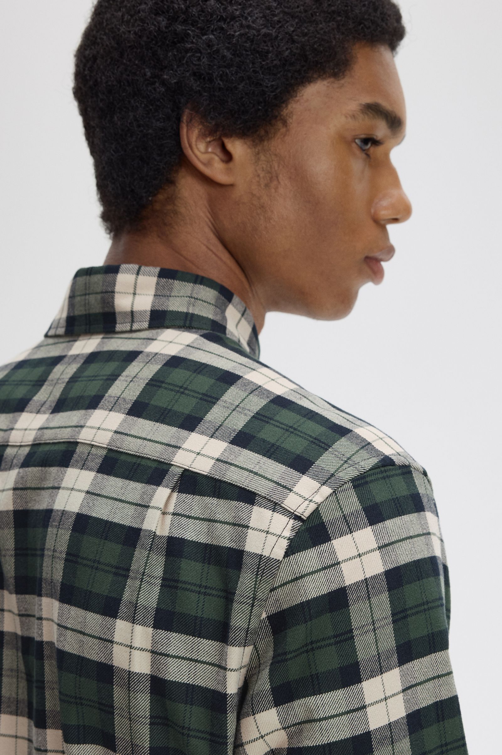 BRUSHED TWILL TARTAN SHIRT, COURT GREEN