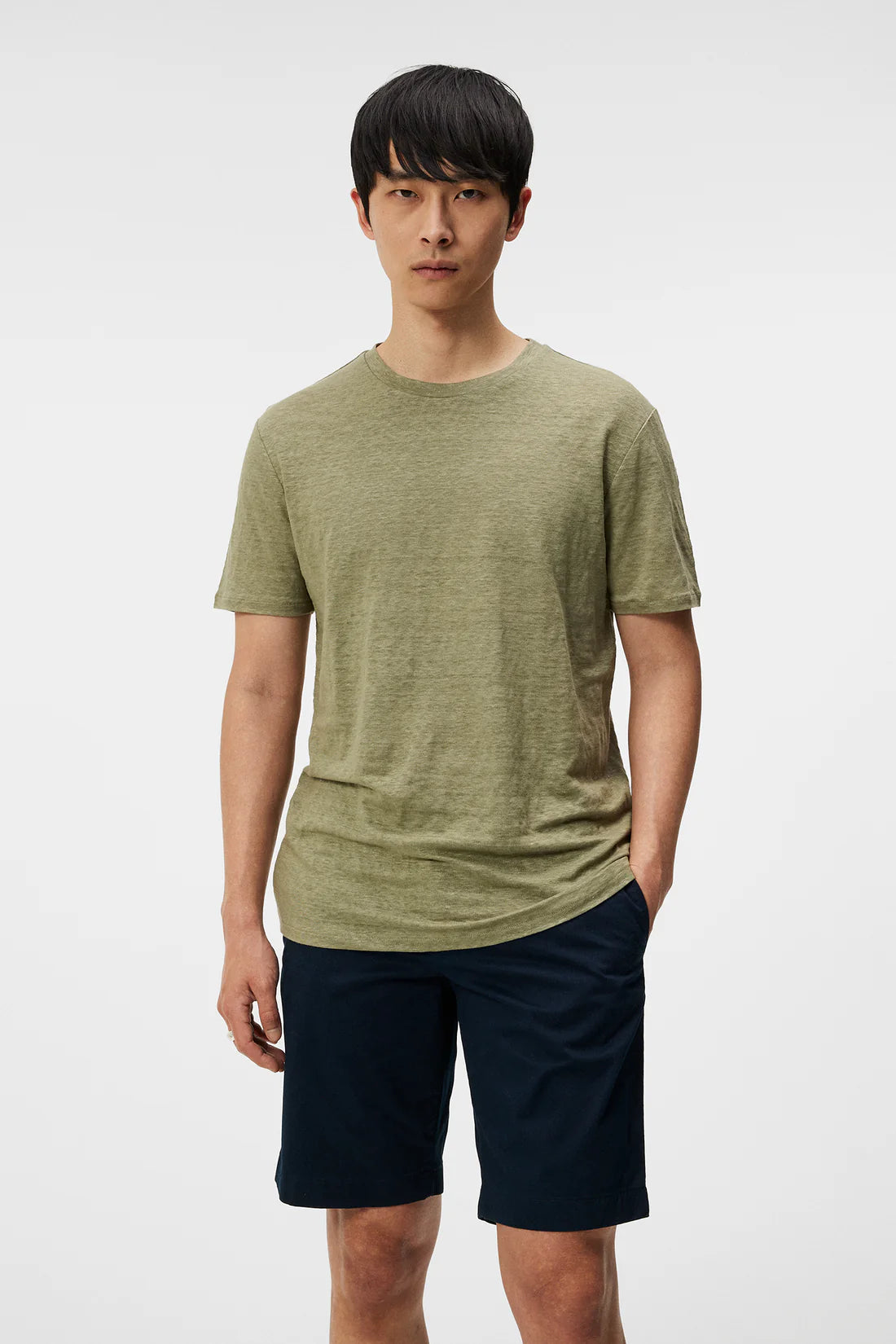 COMA LINEN TEE, OIL GREEN