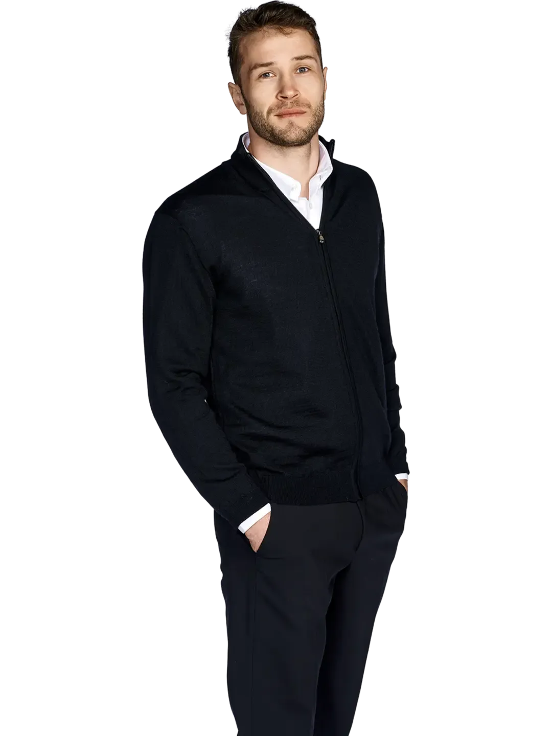 PADOVA FULLZIP KNITTED CARDIGAN, BLACK