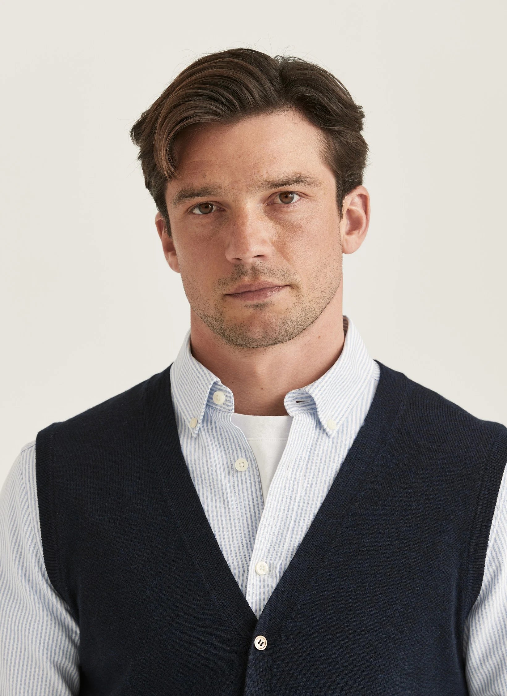 Merino Slipover Vest, Navy