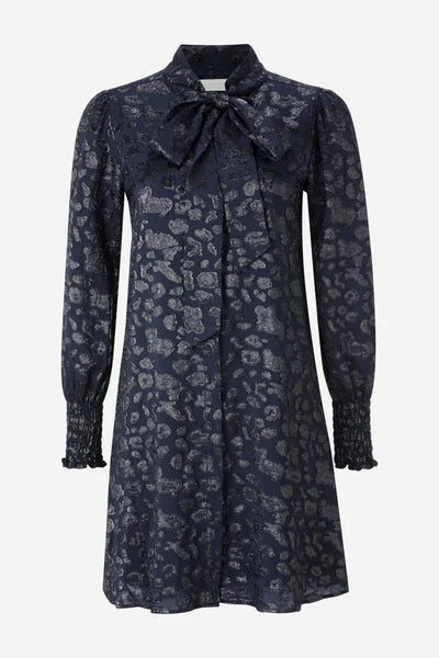 MINI DRESS W/BOW, MIDNIGHT BLUE