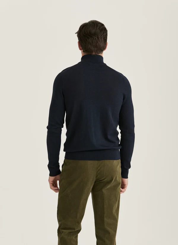 MERINO JOHN ZIP KNIT, NAVY