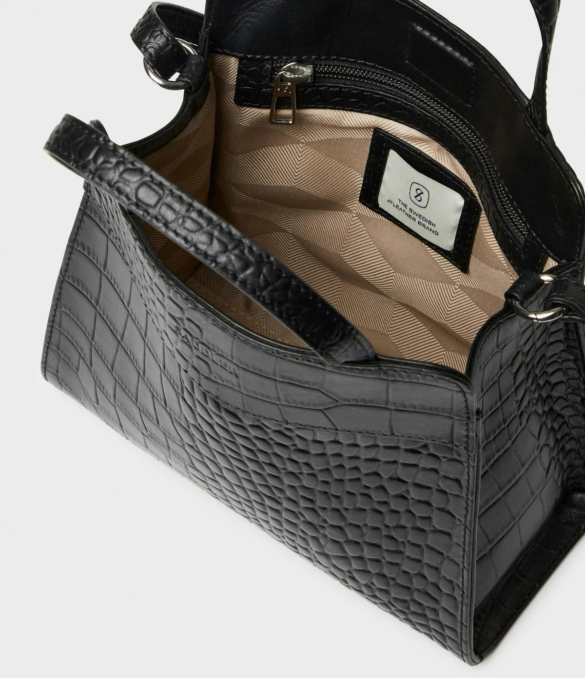 MIA SHOULDER BAG, BLACK CROC