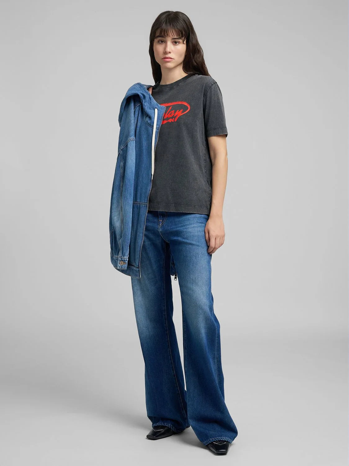 BECKA MID WAIST FLARED BOOTCUT JEANS, MEDIUM BLUE