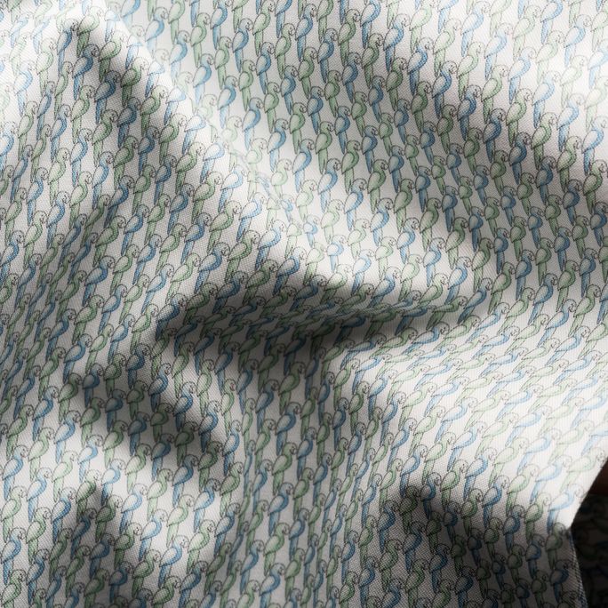 PARROT PRINT SIGNATURE TWILL SHIRT, SLIM, LIGHT GREEN