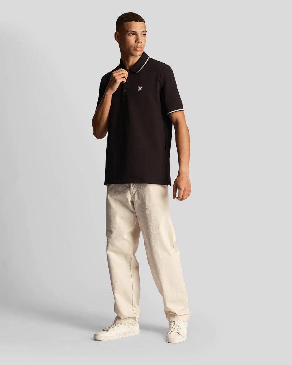 Flatback Pique Tipped Polo Shirt (lacquer)