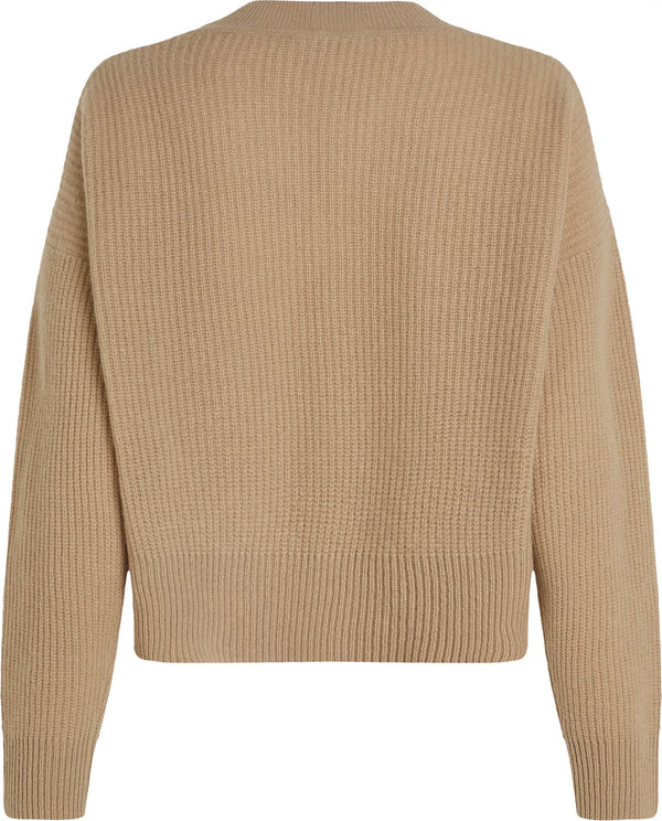 TH SCRIPT SOFT WOOL V-NK SWEATER, BEIGE