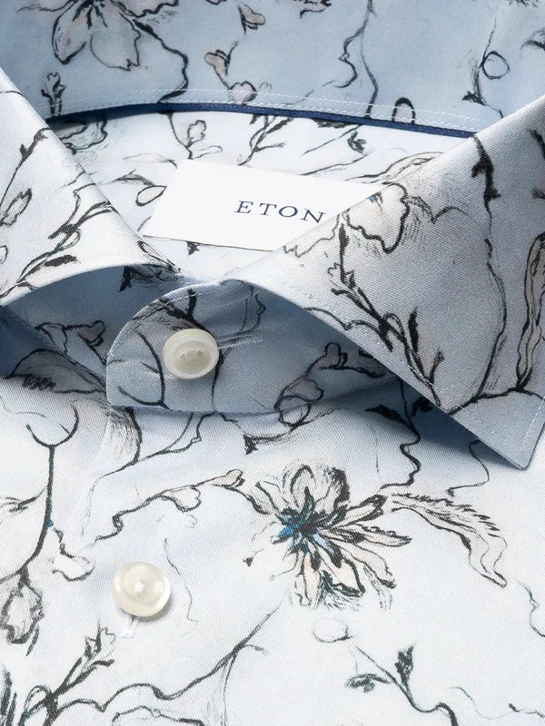 FLORAL SIGNATURE TWILL SHIRT, SLIM, LIGHT BLUE