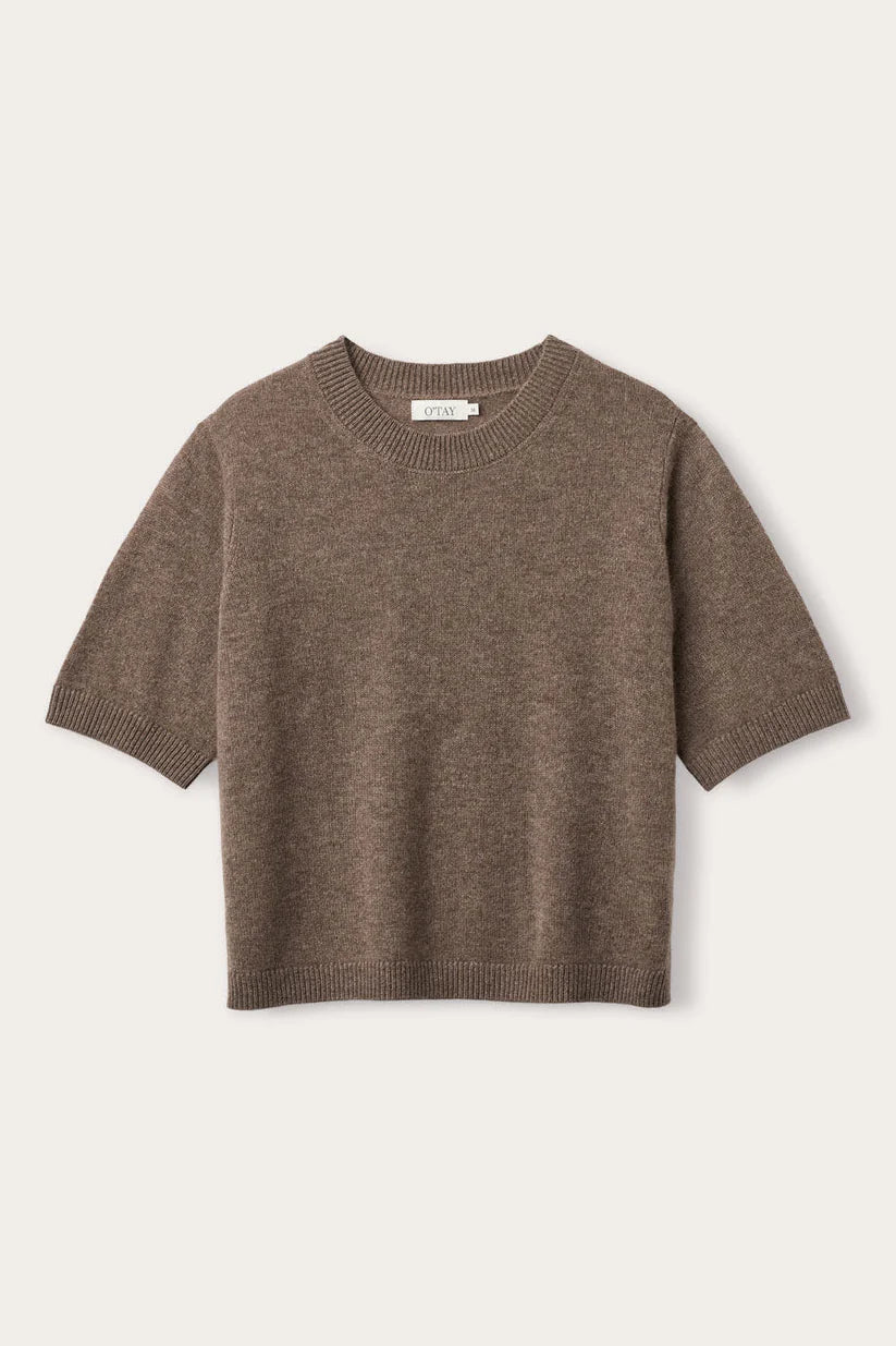 LAURA CASHMERE T-SHIRT, BROWNSTONE