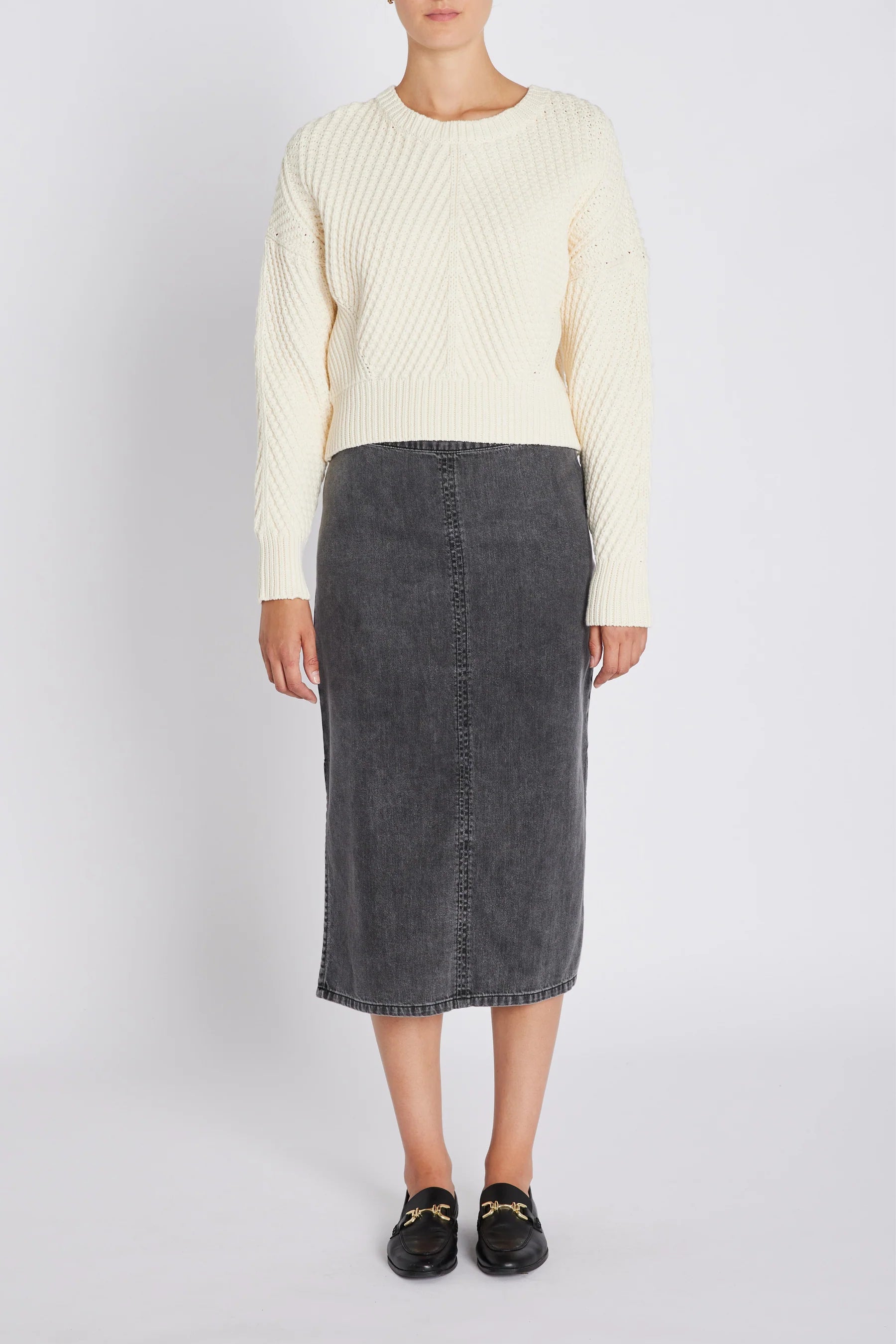 PLATIE EMMI SKIRT, GREY DENIM