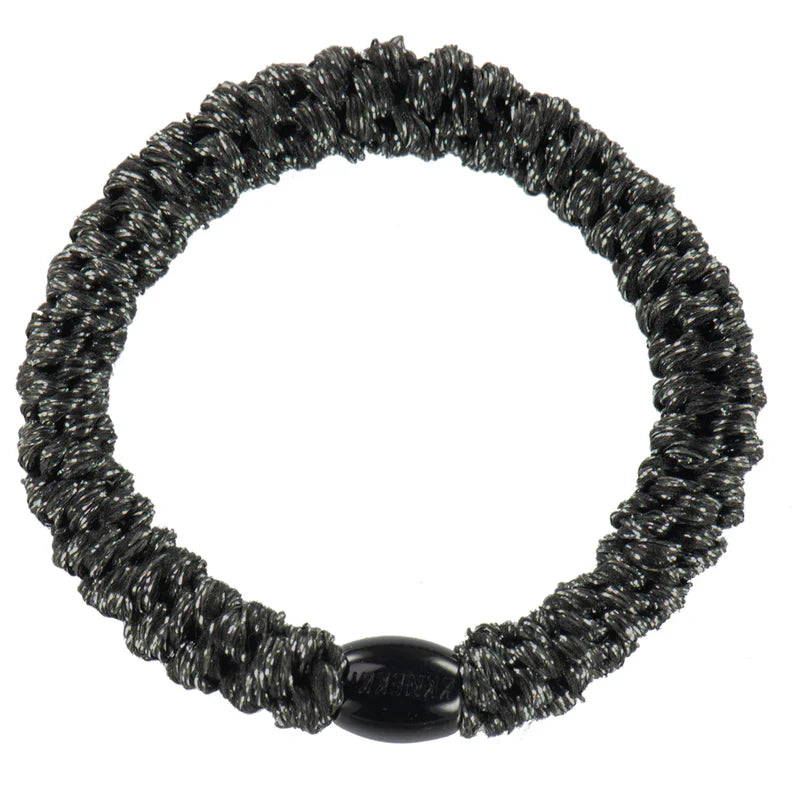 HAIR TIE, BLACK GLITTER