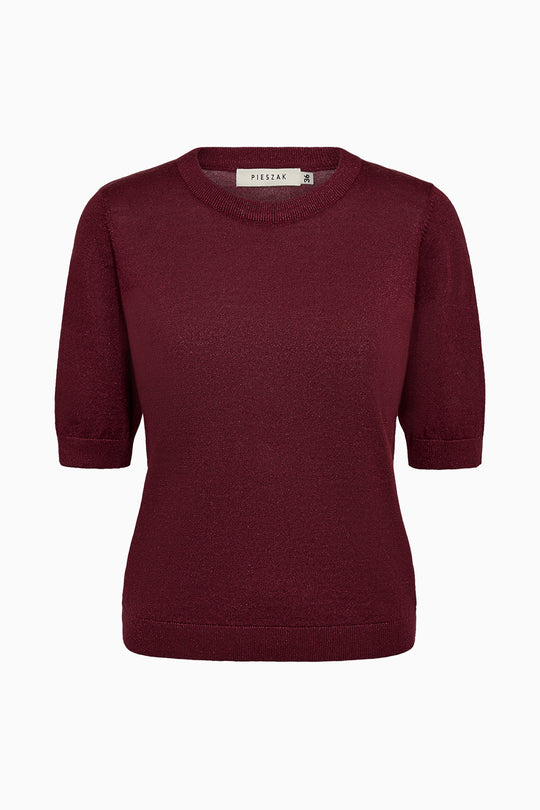 VIGGA SS LUREX KNIT, BURGUNDY