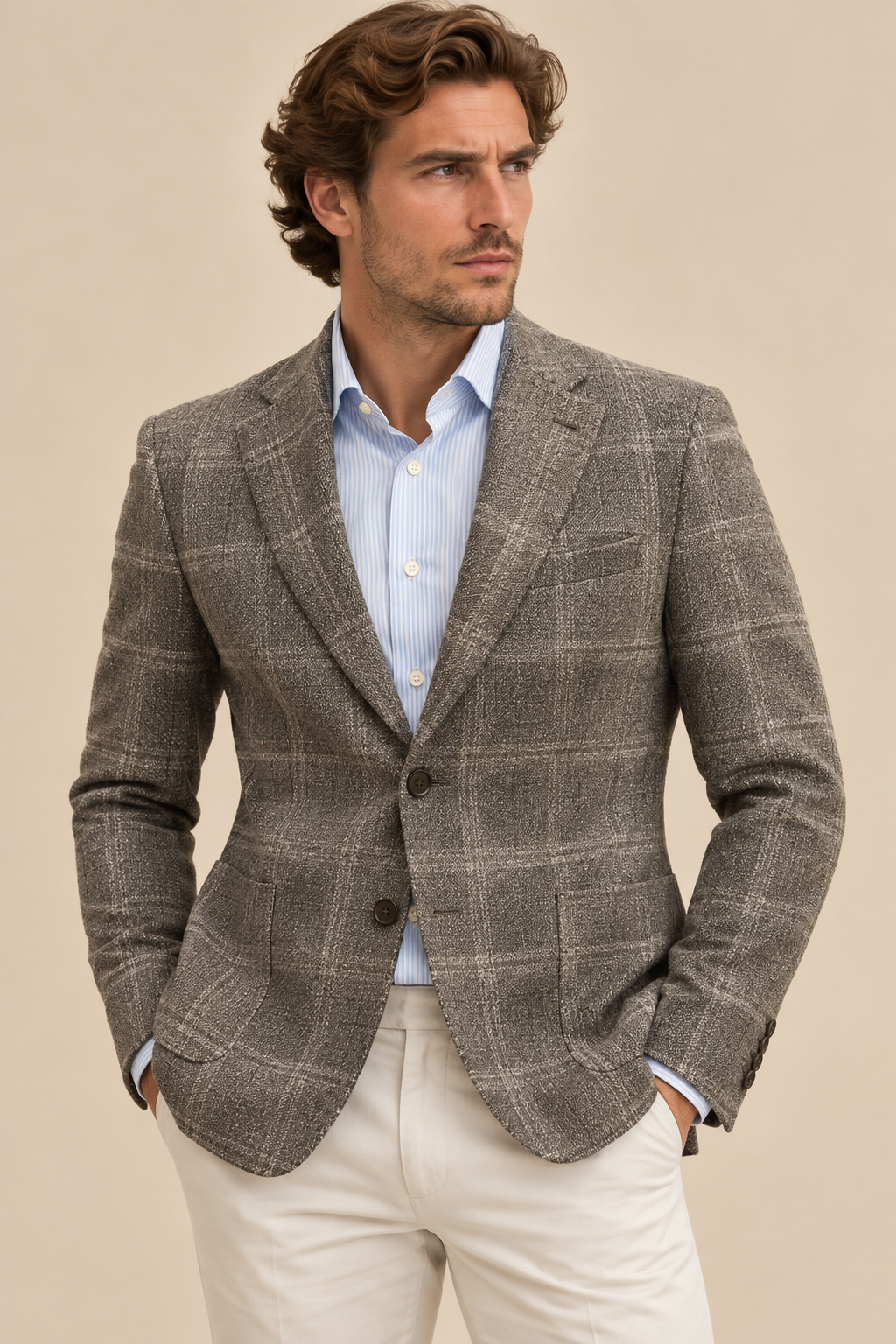 BLAZER, BROWN CHECK