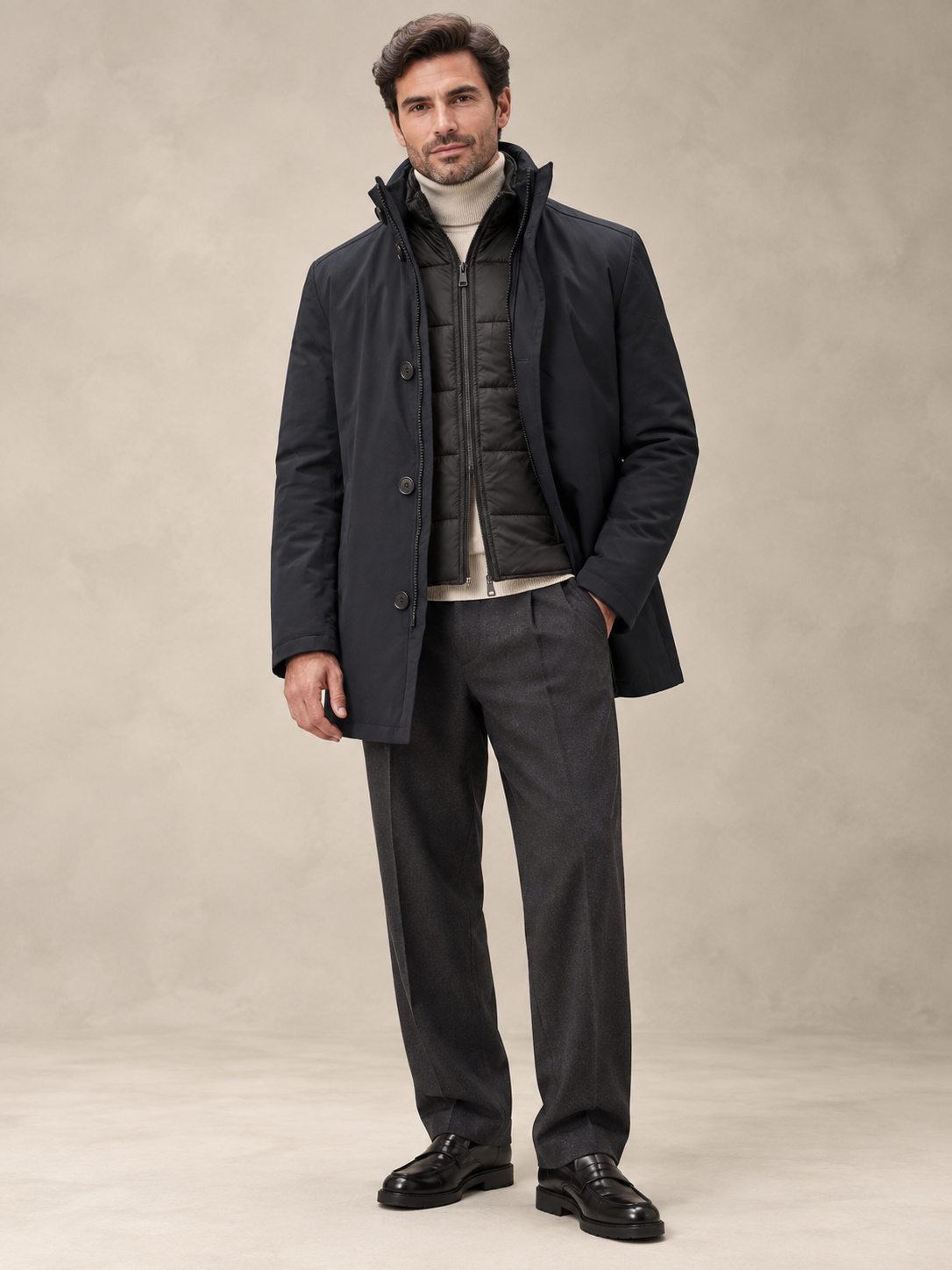 MENS SHORT JACKET, NAVY
