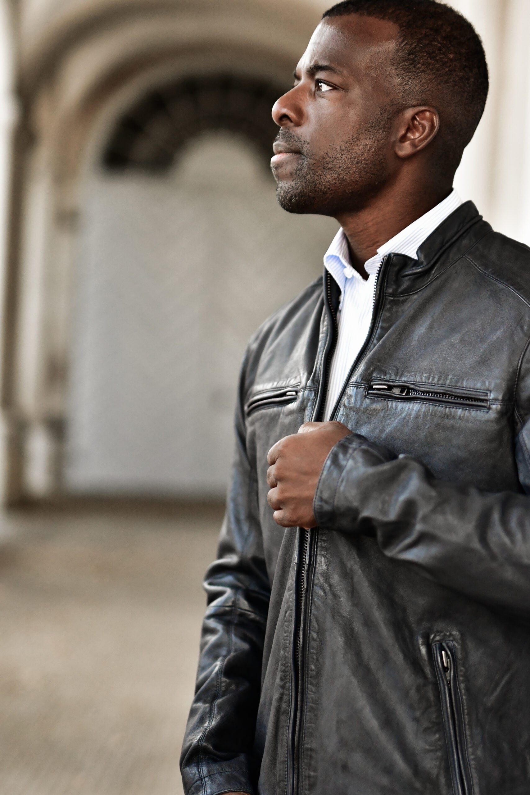 PeluPelu Leather Jacket, Navy