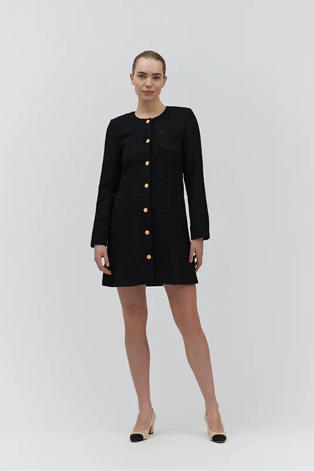 Yoko Suit Dress, Black Bouclé Check